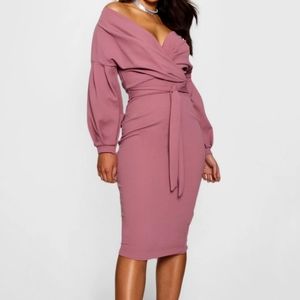 Boohoo off the shoulder dress